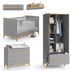 Kinderzimmer-Set "Malia" Grau/Eiche 4er Set Vitalispa -Möbel Store m5041 08 ol