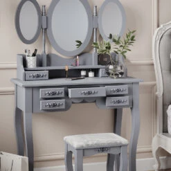 Schminktisch "Diana" Grau 85 Cm Mit Hocker Vicco -Möbel Store m5056 05 ol