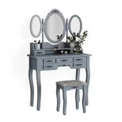 Schminktisch "Diana" Grau 85 Cm Mit Hocker Vicco -Möbel Store m5056 07 ol