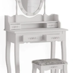 Schminktisch "Maggie" Weiß 75 Cm Mit LED Beleuchtung Und Hocker Vicco -Möbel Store m5057 06 ol