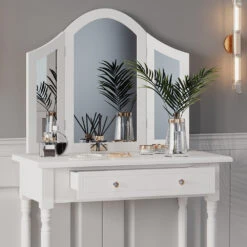 Schminktisch "Kate" Weiß 80 Cm Mit LED Beleuchtung Und Hocker Vicco -Möbel Store m5059 05 ol