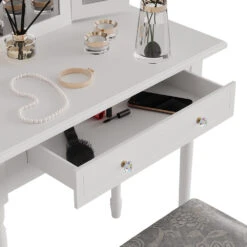 Schminktisch "Kate" Weiß 80 Cm Mit LED Beleuchtung Und Hocker Vicco -Möbel Store m5059 06 ol