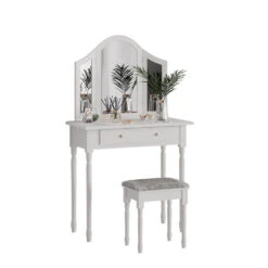 Schminktisch "Kate" Weiß 80 Cm Mit LED Beleuchtung Und Hocker Vicco -Möbel Store m5059 07 ol