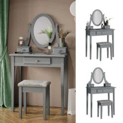 Schminktisch "Annie" Grau 75 Cm Mit Hocker Vicco -Möbel Store m5062 02 ol