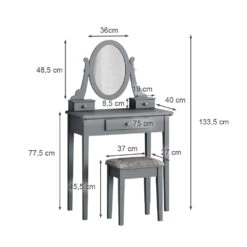 Schminktisch "Annie" Grau 75 Cm Mit Hocker Vicco -Möbel Store m5062 03 ol