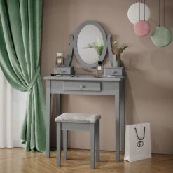 Schminktisch "Annie" Grau 75 Cm Mit Hocker Vicco -Möbel Store m5062 04 ol