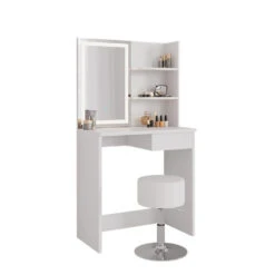 Schminktisch "Dekos" Weiß 75 Cm Mit LED-Spiegel Und Hocker Vicco -Möbel Store m5124 led hw 07 ol