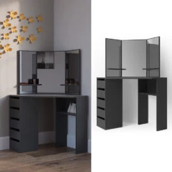 Eckschminktisch "Arielle" Schwarz 110 Cm Vicco 10 Eckschminktisch "Arielle" Schwarz 110 Cm Vicco -Möbel Store m5161 02 ol