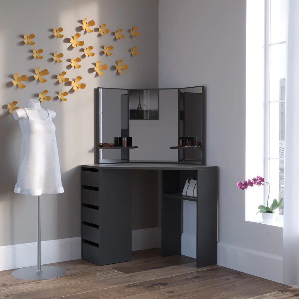 Eckschminktisch "Arielle" Schwarz 110 Cm Vicco 6 Eckschminktisch "Arielle" Schwarz 110 Cm Vicco – Bild 4