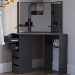 Eckschminktisch "Arielle" Schwarz 110 Cm Vicco 13 Eckschminktisch "Arielle" Schwarz 110 Cm Vicco -Möbel Store m5161 05 ol