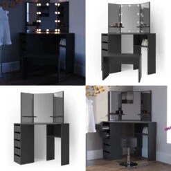 Eckschminktisch "Arielle" Schwarz 110 Cm Vicco 15 Eckschminktisch "Arielle" Schwarz 110 Cm Vicco -Möbel Store m5161 08 ol