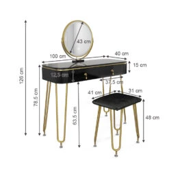 Schminktisch "Grace" Schwarz Hochglanz 100 Cm Mit LED Beleuchtung Und Hocker Vicco -Möbel Store m5175 03 ol