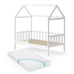 Hausbett "Skandi" Weiß 167 X 87 Cm Mit Matratze Vitalispa
