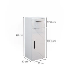 Midischrank "Irma" Weiß Hochglanz 30 X 81 Cm Vicco -Möbel Store m5203 03 ol