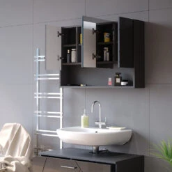 Bad Spiegelschrank "Irma" Anthrazit Hochglanz 80 X 55 Cm Vicco -Möbel Store m5204 05 ol