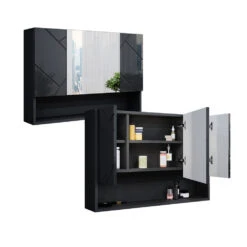 Bad Spiegelschrank "Irma" Anthrazit Hochglanz 80 X 55 Cm Vicco -Möbel Store m5204 07 ol