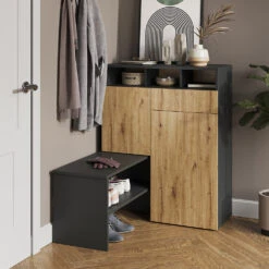 Schuhschrank "Selena" Anthrazit/Eiche 125 X 102 Cm Vicco -Möbel Store m5214 04 ol