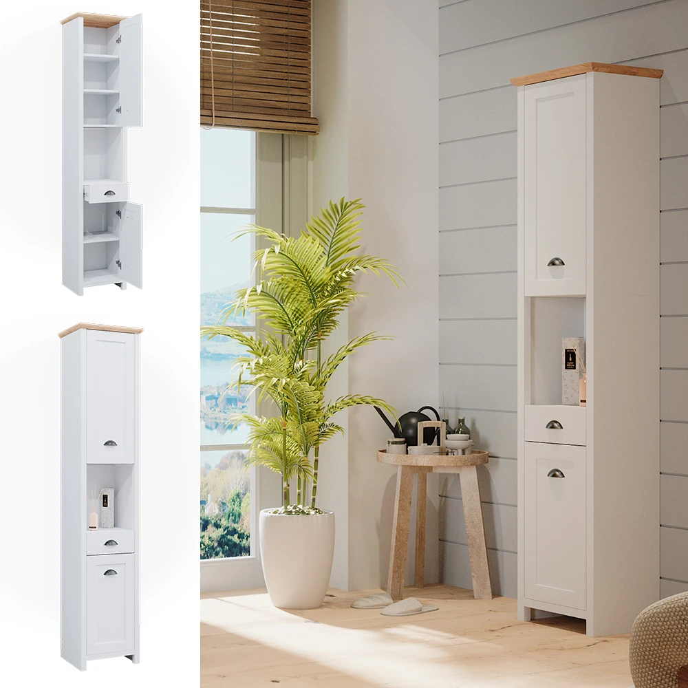 Badschrank "Nino" Weiß/Artisan-Eiche 39.2 X 190.5 Cm Vicco 4 Badschrank "Nino" Weiß/Artisan-Eiche 39.2 X 190.5 Cm Vicco – Bild 2