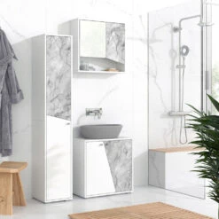 Badschrank "Irida" Weiß/Marmor Hochschrank 30x162 Cm Livinity 12 Badschrank "Irida" Weiß/Marmor Hochschrank 30x162 Cm Livinity -Möbel Store m5223 04 ol