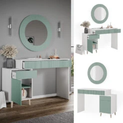 Schminktisch "Arles" Grün/Weiß 120 Cm Vicco 11 Schminktisch "Arles" Grün/Weiß 120 Cm Vicco -Möbel Store m5229 02 ol
