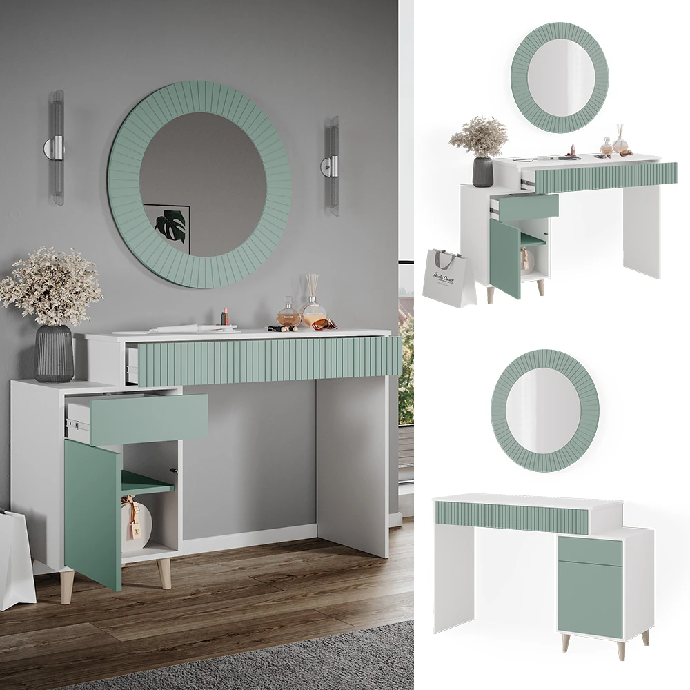 Schminktisch "Arles" Grün/Weiß 120 Cm Vicco 4 Schminktisch "Arles" Grün/Weiß 120 Cm Vicco – Bild 2