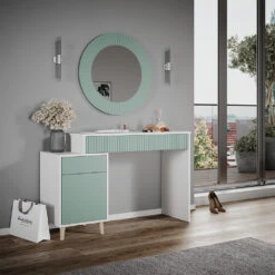 Schminktisch "Arles" Grün/Weiß 120 Cm Vicco 13 Schminktisch "Arles" Grün/Weiß 120 Cm Vicco -Möbel Store m5229 04 ol