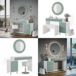 Schminktisch "Arles" Grün/Weiß 120 Cm Vicco 17 Schminktisch "Arles" Grün/Weiß 120 Cm Vicco -Möbel Store m5229 08 ol