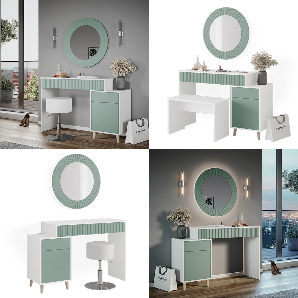 Schminktisch "Arles" Grün/Weiß 120 Cm Vicco 10 Schminktisch "Arles" Grün/Weiß 120 Cm Vicco – Bild 8