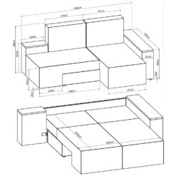 Sofa L Form Grau 160 X 240 Cm Linke Ecke Vitalispa -Möbel Store m522 03 ol