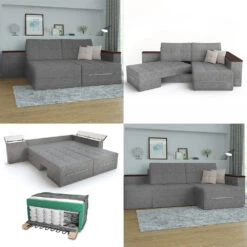 Sofa L Form Grau 160 X 240 Cm Linke Ecke Vitalispa -Möbel Store m522 08 ol