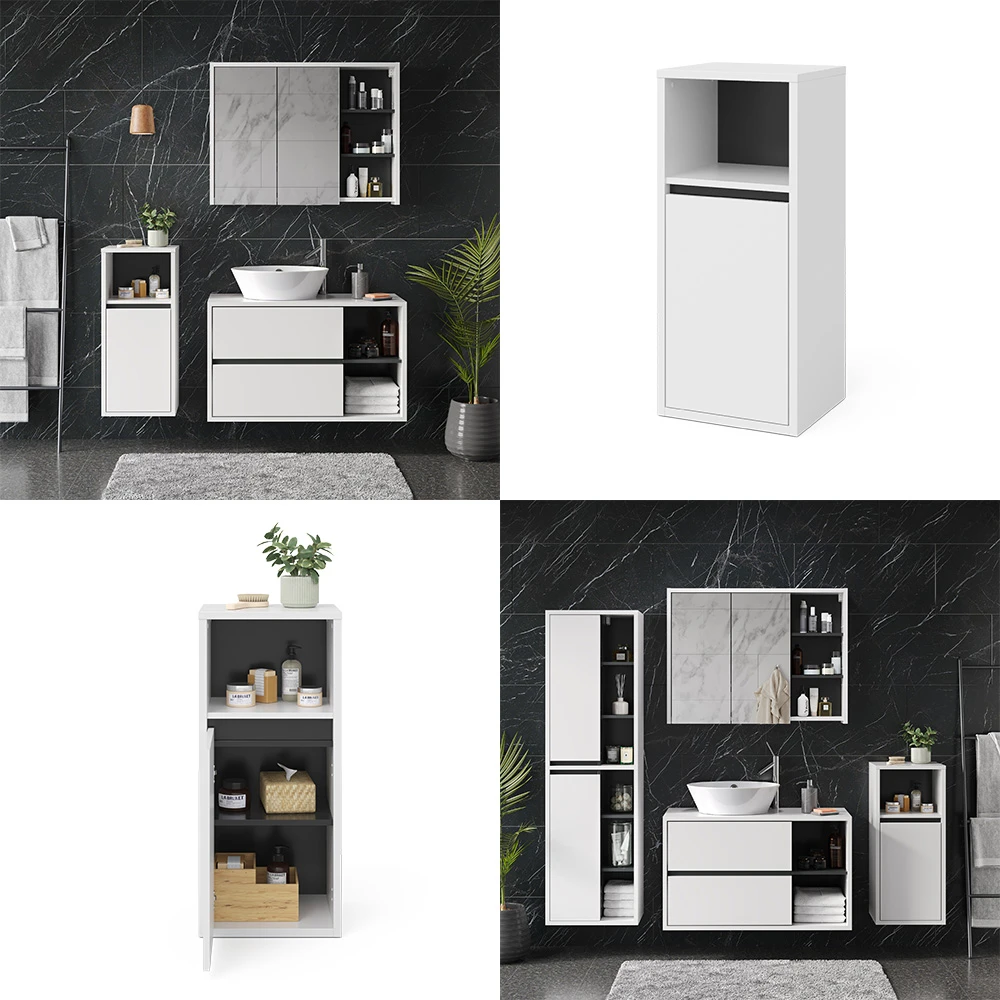 Midischrank "Viola" Weiß/Anthrazit 38 X 80 Cm Vicco 10 Midischrank "Viola" Weiß/Anthrazit 38 X 80 Cm Vicco – Bild 8