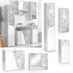 Badmöbel Set "Irida" Weiß/Marmor 5 Teile Vicco -Möbel Store m5253 02 ol