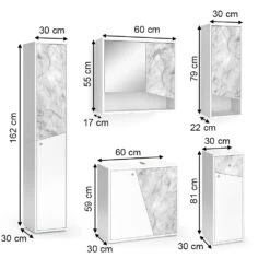 Badmöbel Set "Irida" Weiß/Marmor 5 Teile Vicco -Möbel Store m5253 03 ol
