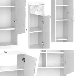 Badmöbel Set "Irida" Weiß/Marmor 5 Teile Vicco -Möbel Store m5253 06 ol