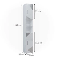 Badschrank "Irma" Weiß Hochglanz Mit Einsätzen 30 X 192 Cm Vicco -Möbel Store m5254 03 ol