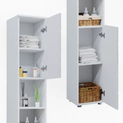 Badschrank "Irma" Weiß Hochglanz Mit Einsätzen 30 X 192 Cm Vicco -Möbel Store m5254 06 ol