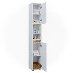 Badschrank "Irma" Weiß Hochglanz Mit Einsätzen 30 X 192 Cm Vicco -Möbel Store m5254 07 ol