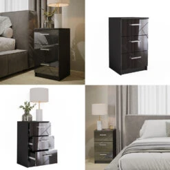 Nachttisch "Irma" Schwarz Hochglanz 37.6 X 66 Cm Vicco -Möbel Store m5255 08 ol