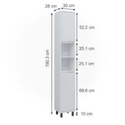 Badschrank "Agasta" Weiß Hochglanz 30 X 190.3 Cm Vicco 11 Badschrank "Agasta" Weiß Hochglanz 30 X 190.3 Cm Vicco -Möbel Store m5264 03 ol