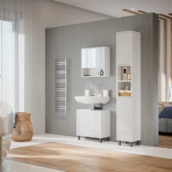 Badschrank "Agasta" Weiß Hochglanz 30 X 190.3 Cm Vicco 12 Badschrank "Agasta" Weiß Hochglanz 30 X 190.3 Cm Vicco -Möbel Store m5264 04 ol