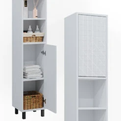 Badschrank "Agasta" Weiß Hochglanz 30 X 190.3 Cm Vicco 14 Badschrank "Agasta" Weiß Hochglanz 30 X 190.3 Cm Vicco -Möbel Store m5264 06 ol