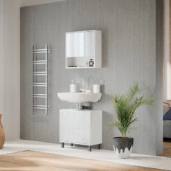 Waschbeckenunterschrank "Agasta" Weiß Hochglanz 56.2 X 57.1 Cm Vicco -Möbel Store m5266 04 ol