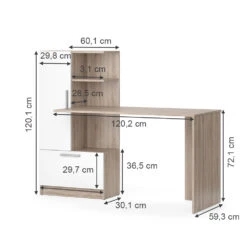 Schreibtisch "Tomy" Sonoma/Weiß 150 X 59 Cm Vicco -Möbel Store m5289 03 ol