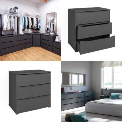 Sideboard "Ruben" Anthrazit 80.2 X 77.6 Cm Mit 3 Schubladen Vicco -Möbel Store m5325 08 ol