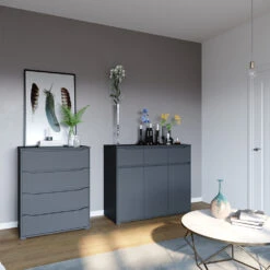 Sideboard "Ruben" Anthrazit 80.2 X 101.6 Cm Mit 4 Schubladen Vicco -Möbel Store m5327 04 ol