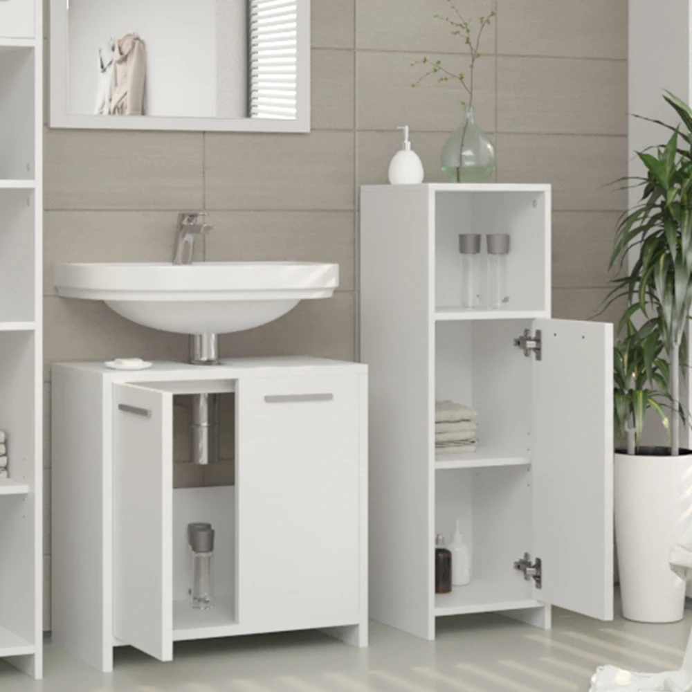 Badmöbel Set "Kiko" Weiß 3 Teile Vicco 7 Badmöbel Set "Kiko" Weiß 3 Teile Vicco – Bild 5