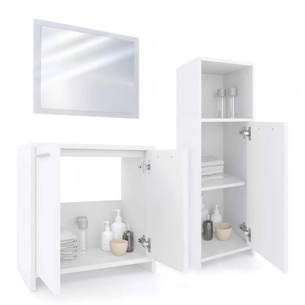 Badmöbel Set "Kiko" Weiß 3 Teile Vicco 9 Badmöbel Set "Kiko" Weiß 3 Teile Vicco – Bild 7