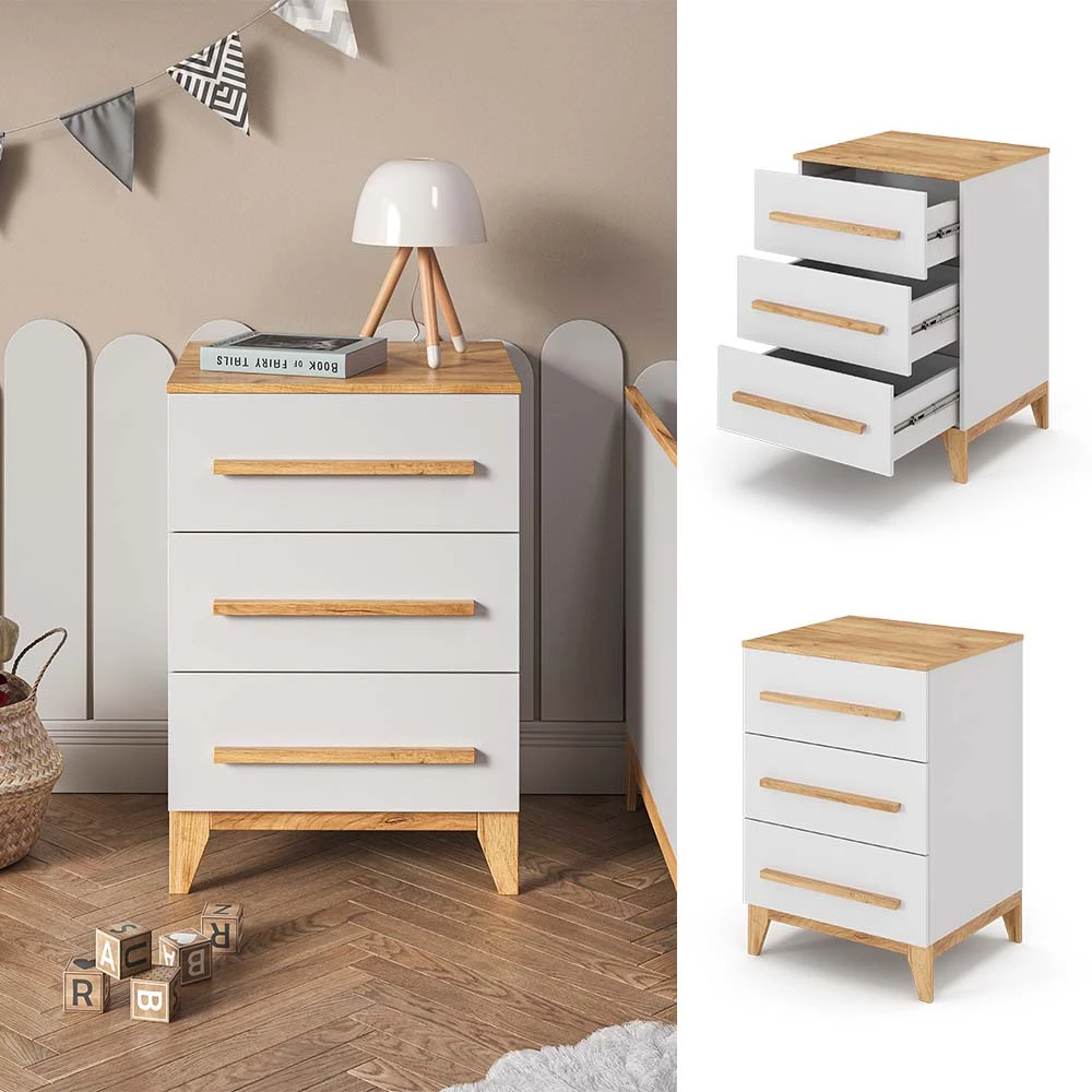 Sideboard "Malia" Weiß/Eiche 60 X 88 Cm Vitalispa 4 Sideboard "Malia" Weiß/Eiche 60 X 88 Cm Vitalispa – Bild 2