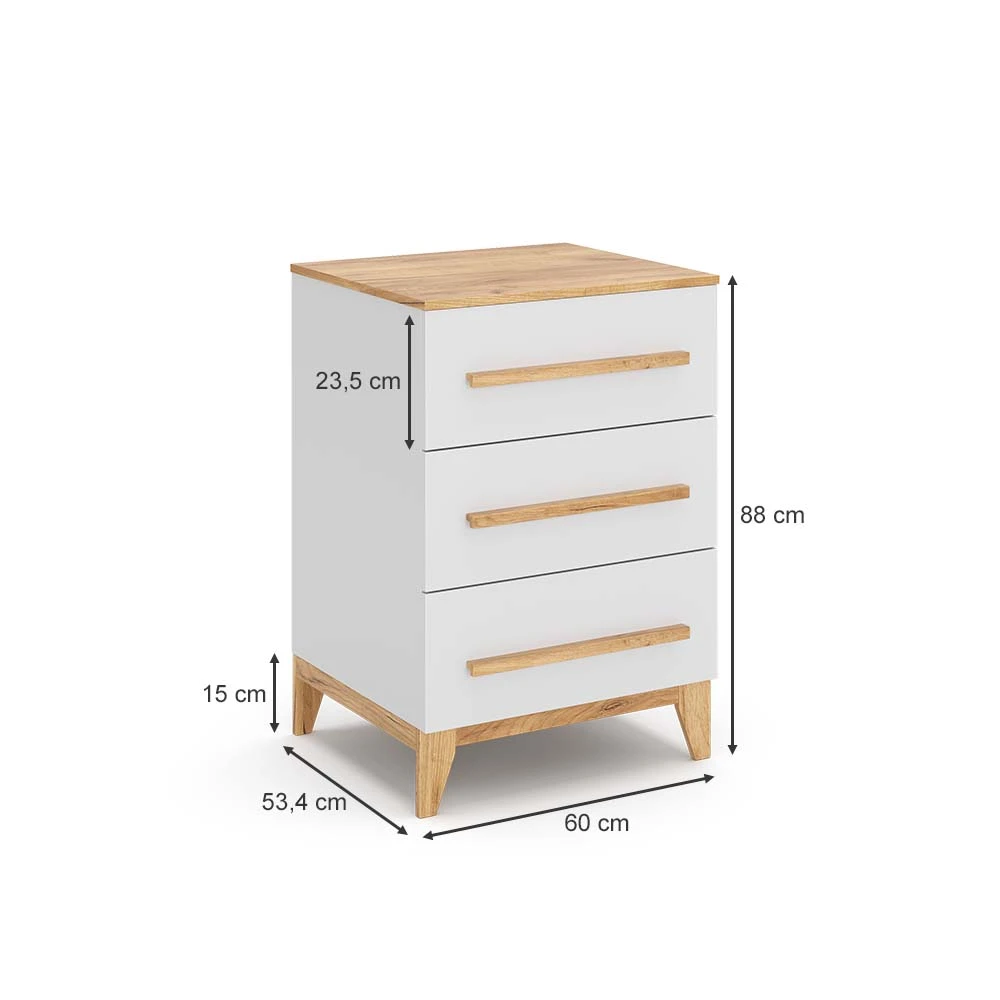 Sideboard "Malia" Weiß/Eiche 60 X 88 Cm Vitalispa 5 Sideboard "Malia" Weiß/Eiche 60 X 88 Cm Vitalispa – Bild 3