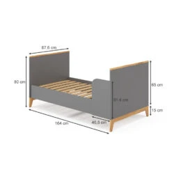 Kinderbett "Malia" Grau/Eiche 80x160 Cm Vitalispa -Möbel Store m5367 03 ol 1